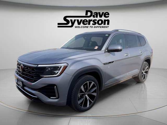 2026 Volkswagen Atlas 2.0T SEL Premium R-Line in Silver Mist Metallic — front three-quarter view