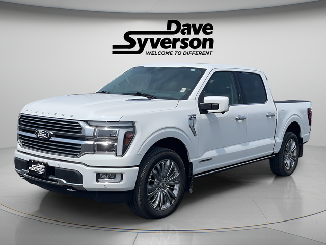 2024 Ford F-150 Platinum in White Metallic — front three-quarter view