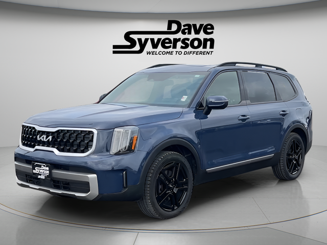 2023 Kia Telluride EX X-Line in Midnight Lake Blue — front three-quarter view